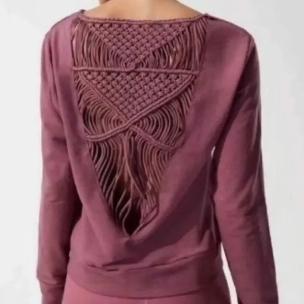 Carbon38 Legion Pullover Sweatshirt Macrame Crochet Back in Size XS